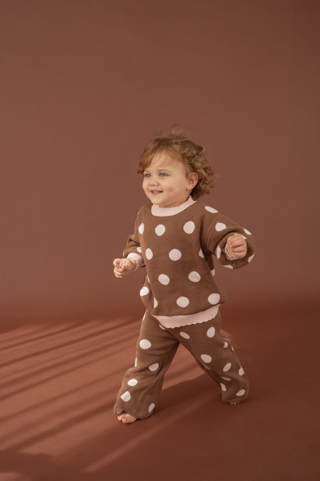Knit Set | Choc Pink Polka