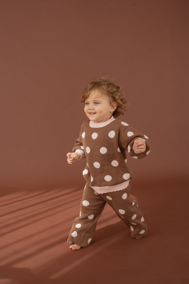 Knit Set | Choc Pink Polka