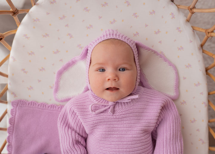 Knitted Bunny Bonnet | Lilac
