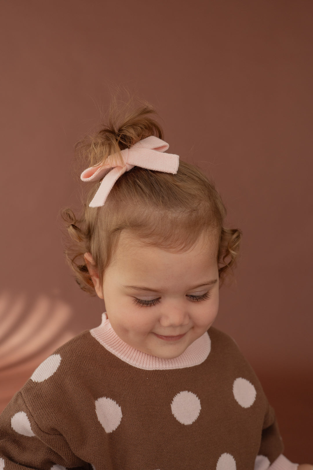 Twin Bow Clips | Baby Pink Knit