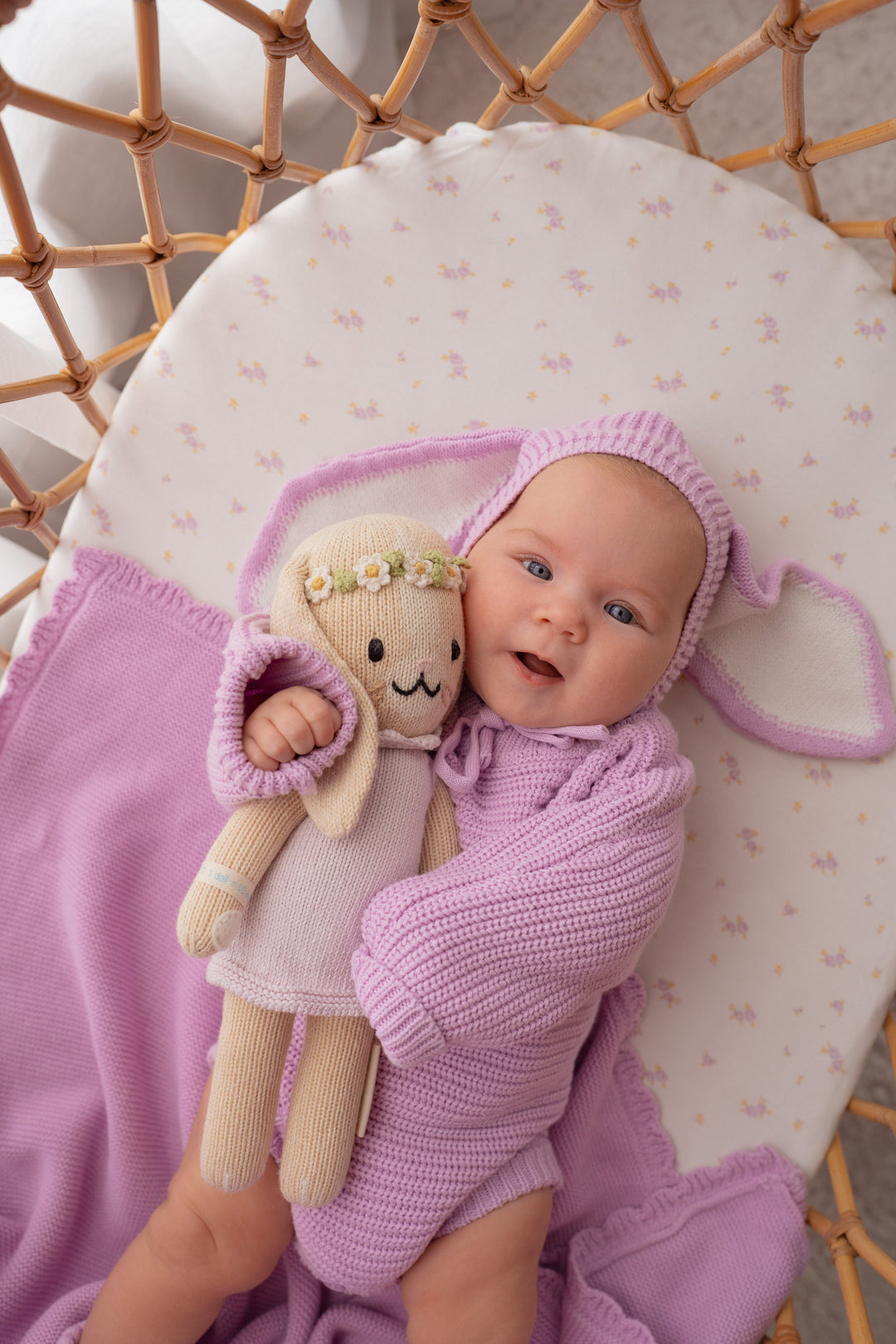 Knitted Bunny Bonnet | Lilac