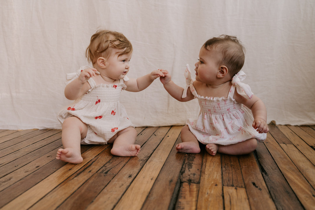 Muslin Romper | Pink Bows