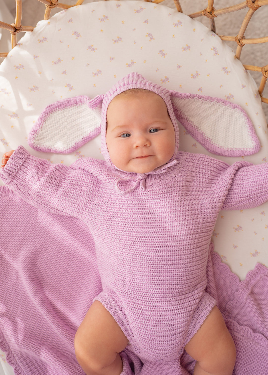 Knitted Bunny Bonnet | Lilac