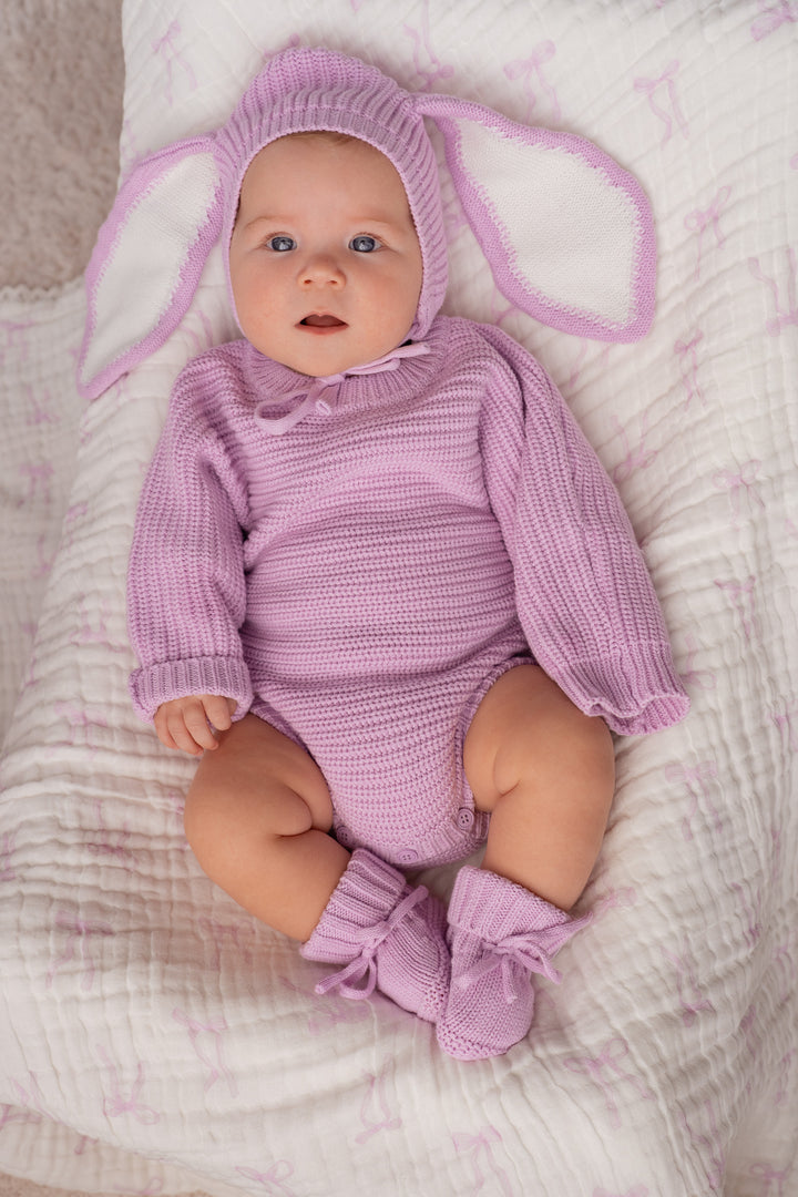 Knitted Bunny Bonnet | Lilac