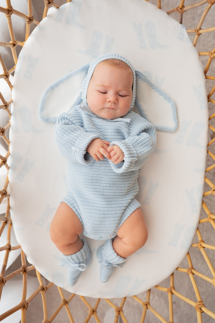 Chunky Knit Romper | Sky Blue