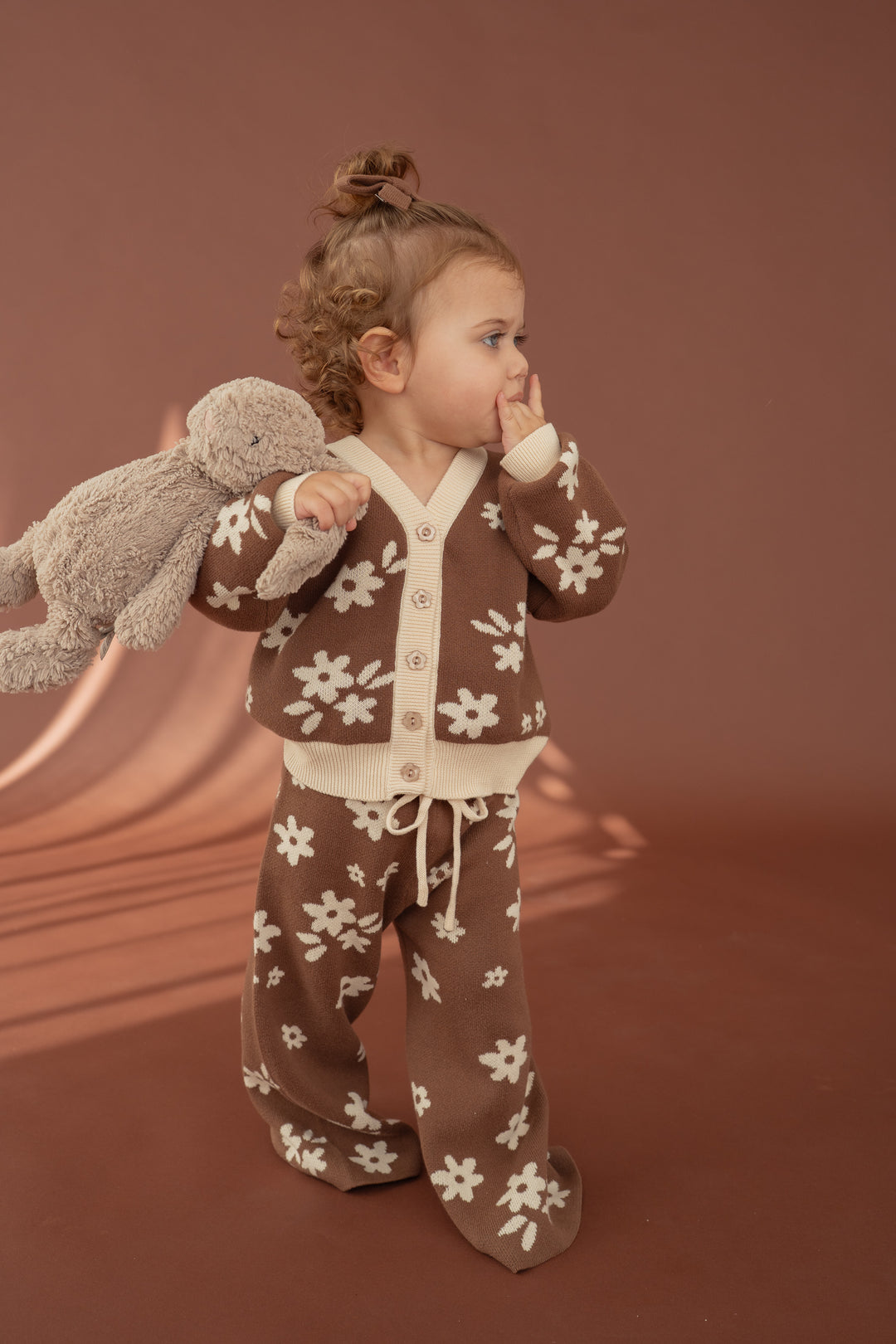 Knitted Cardigan | Daisy Floral Chocolate