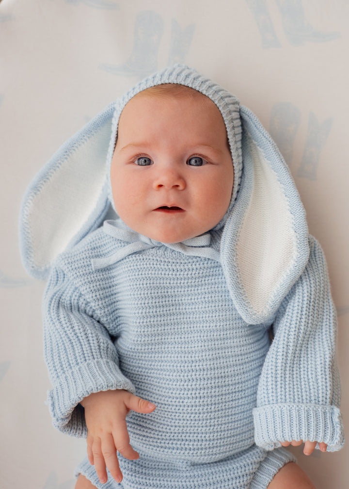 Knitted Bunny Bonnet | Sky Blue