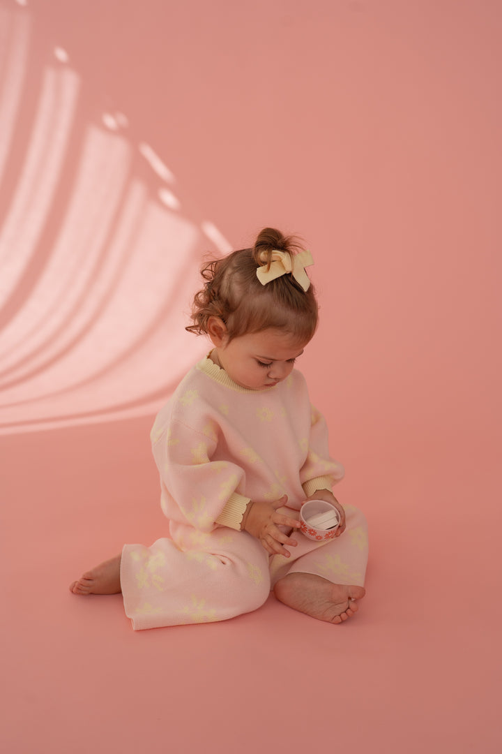 Knit Set | Daisy Floral Lemon
