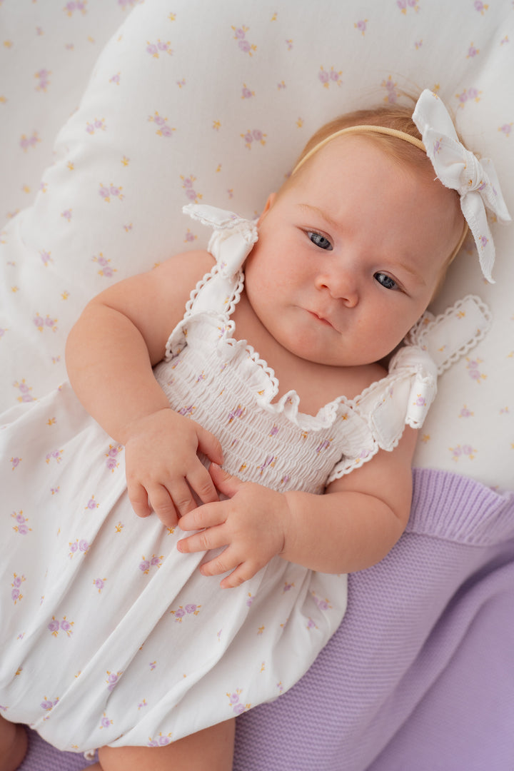 Tie Bubble Romper | Lilac Meadow