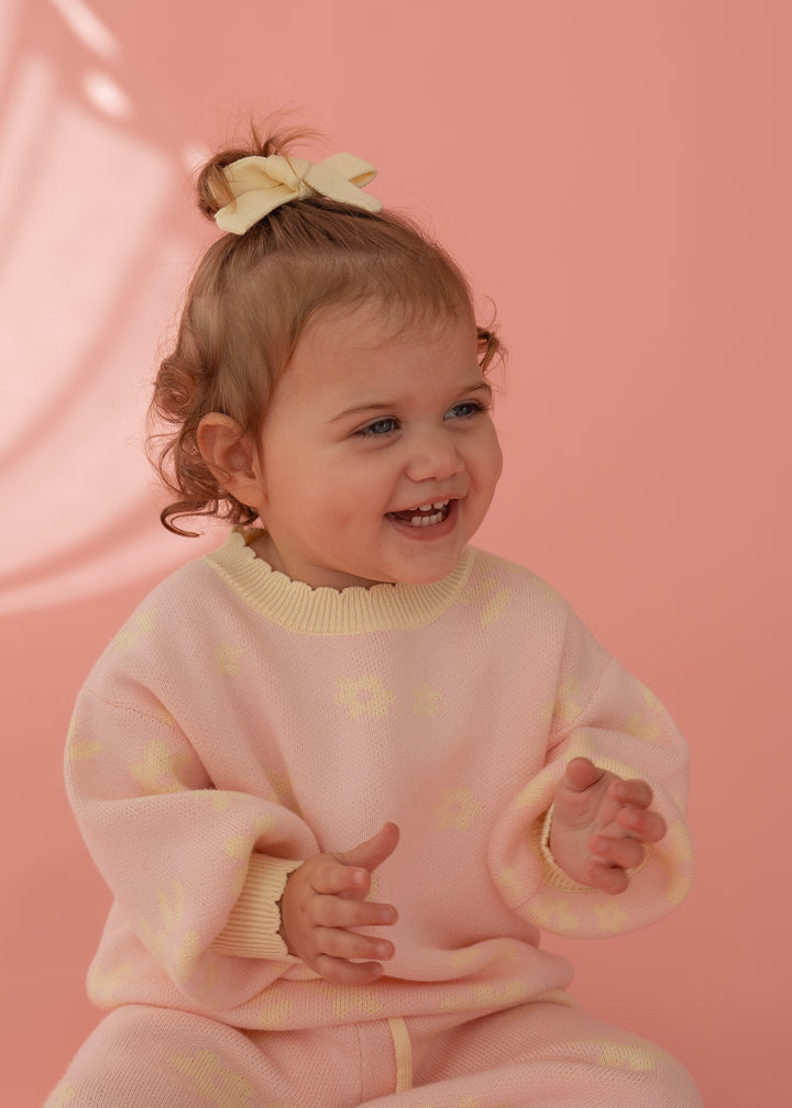 Twin Bow Clips | Lemon Knit
