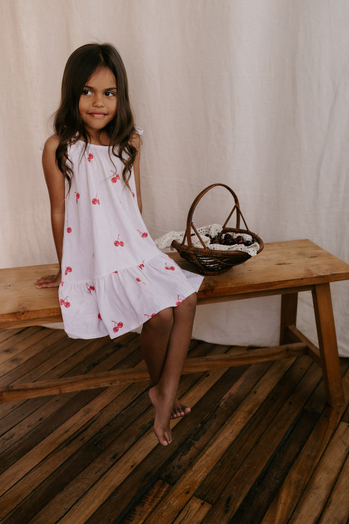 Tie Dress | Red Cherries