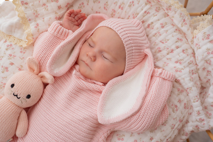 Knitted Bunny Bonnet | Baby Pink