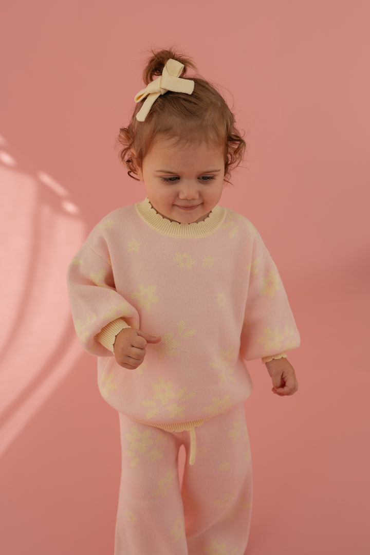 Knit Set | Daisy Floral Lemon