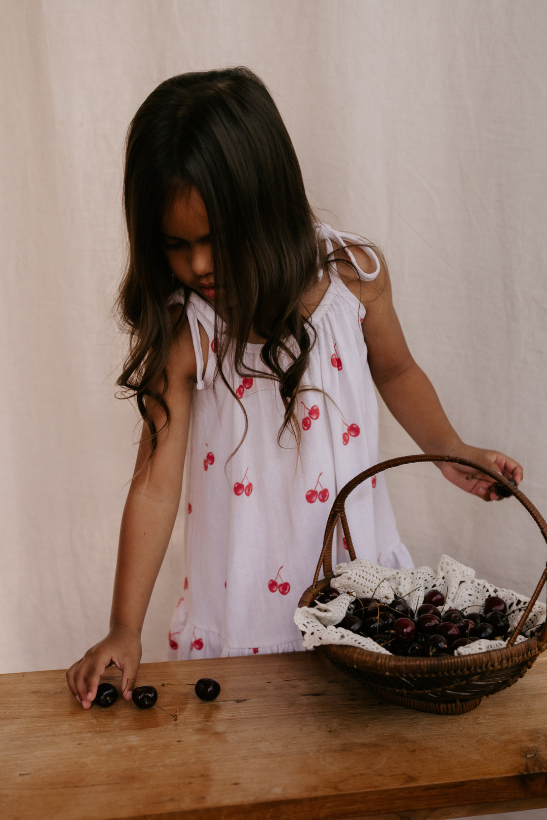 Tie Dress | Red Cherries