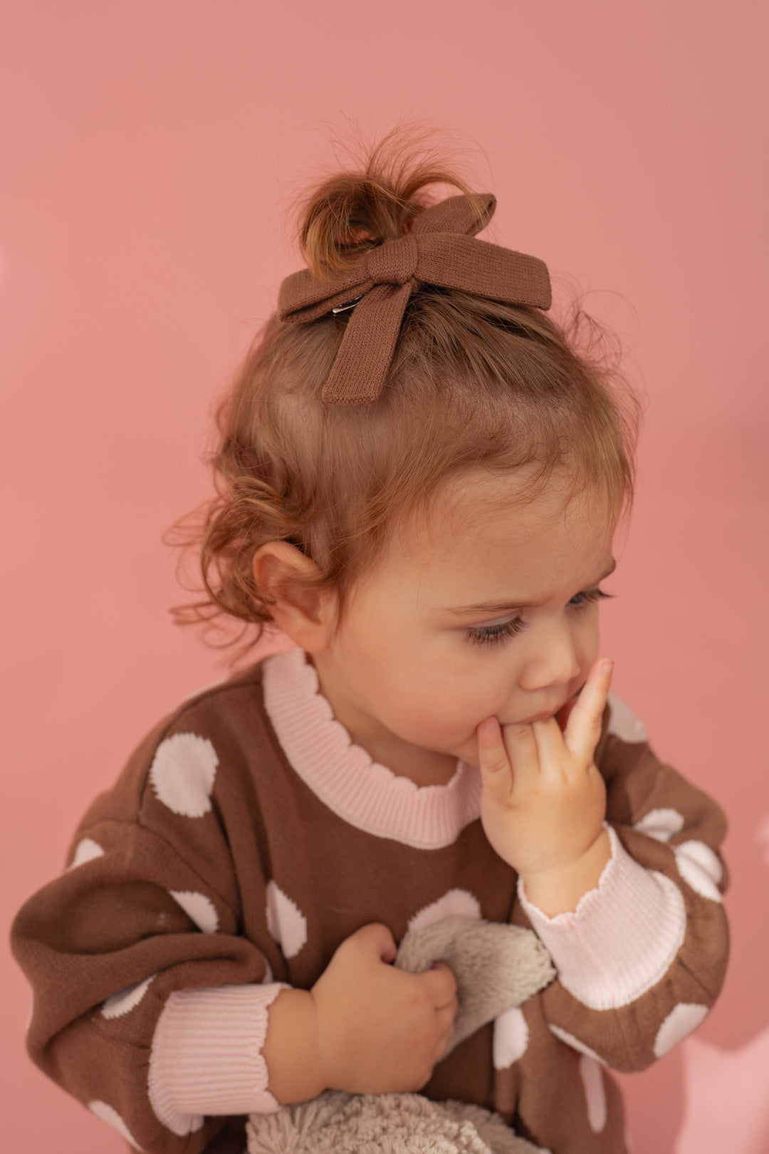 Twin Bow Clips | Choc Knit