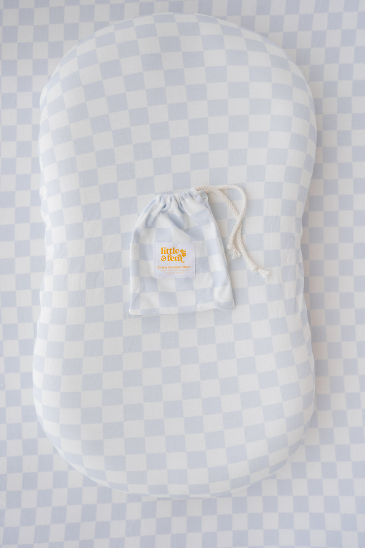 Bassinet Sheet | Blue Checker