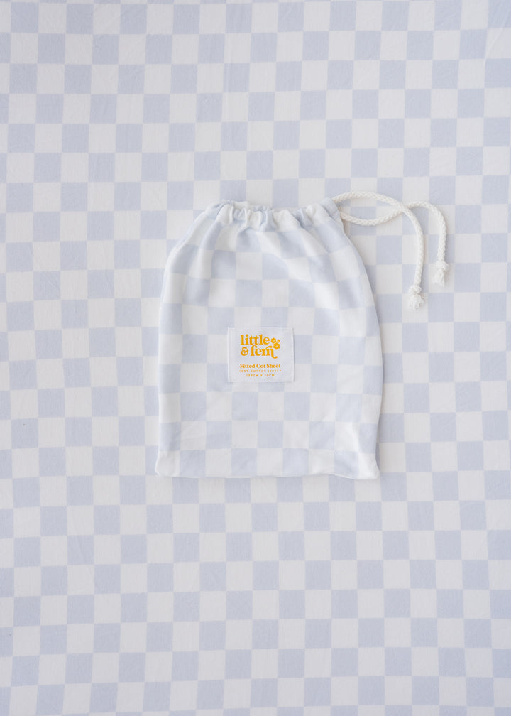 Cot Sheet | Blue Checker