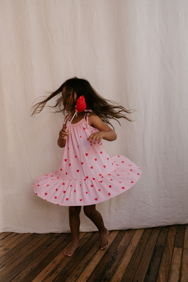 Tie Dress | Red Hearts