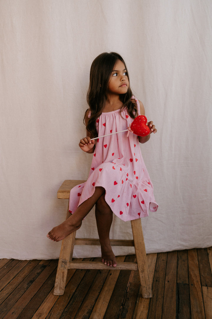 Tie Dress | Red Hearts
