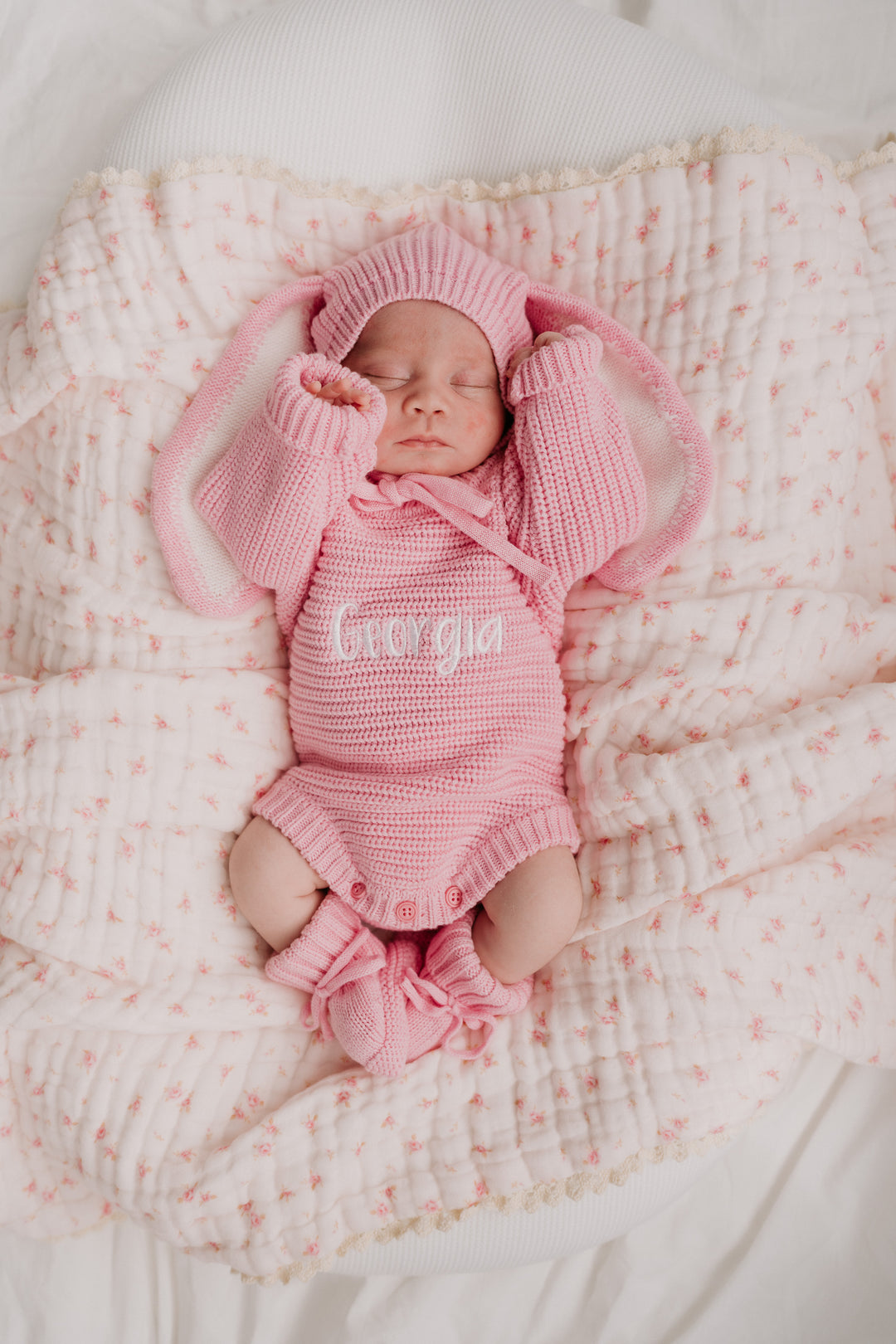 Knitted Bunny Bonnet | Marshmallow