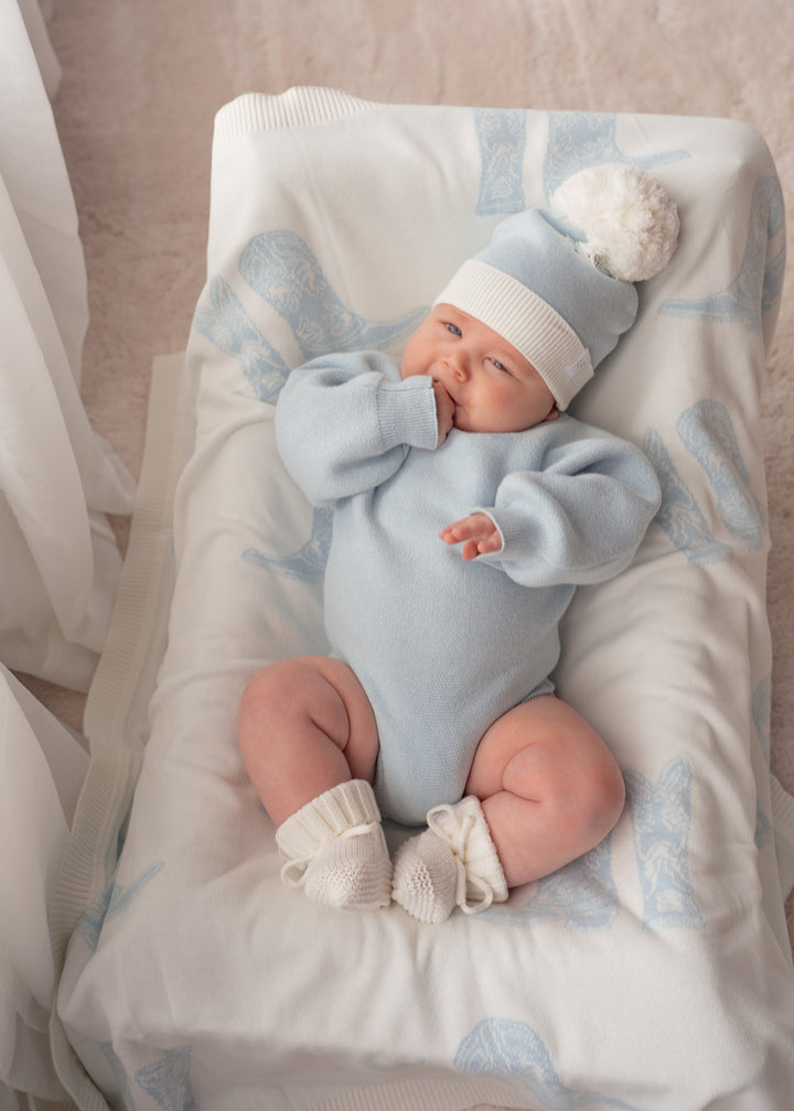 Flat Knit Romper | Sky Blue