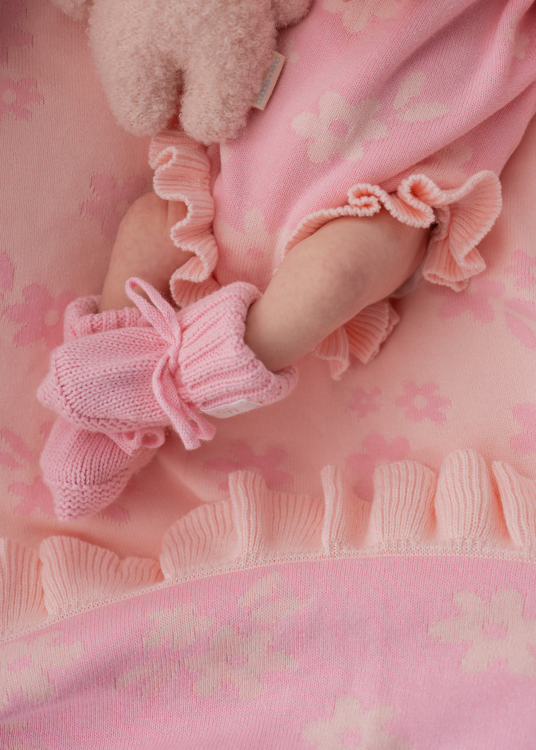 Frill Knit Blanket | Daisy Pink Floral