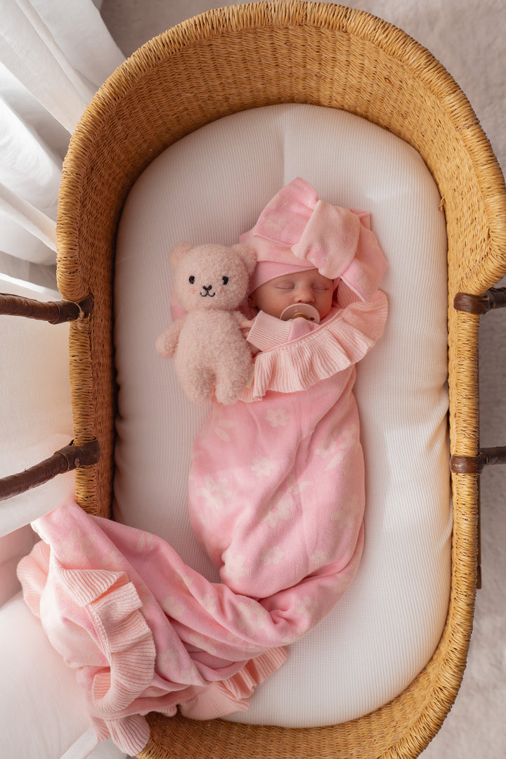 Frill Knit Blanket | Daisy Pink Floral
