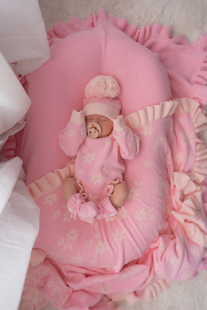 Frill Knit Blanket | Daisy Pink Floral