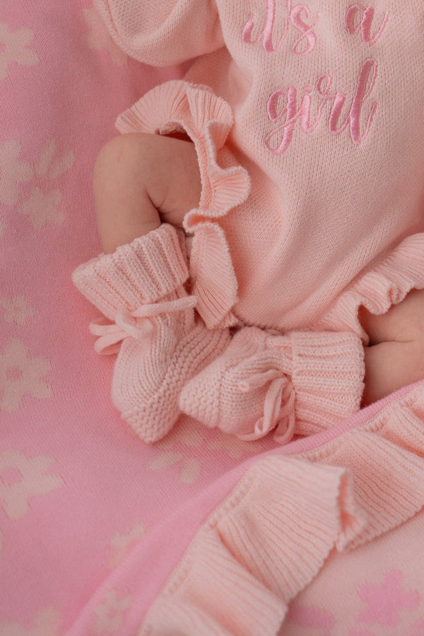 Knitted Booties | Baby Pink