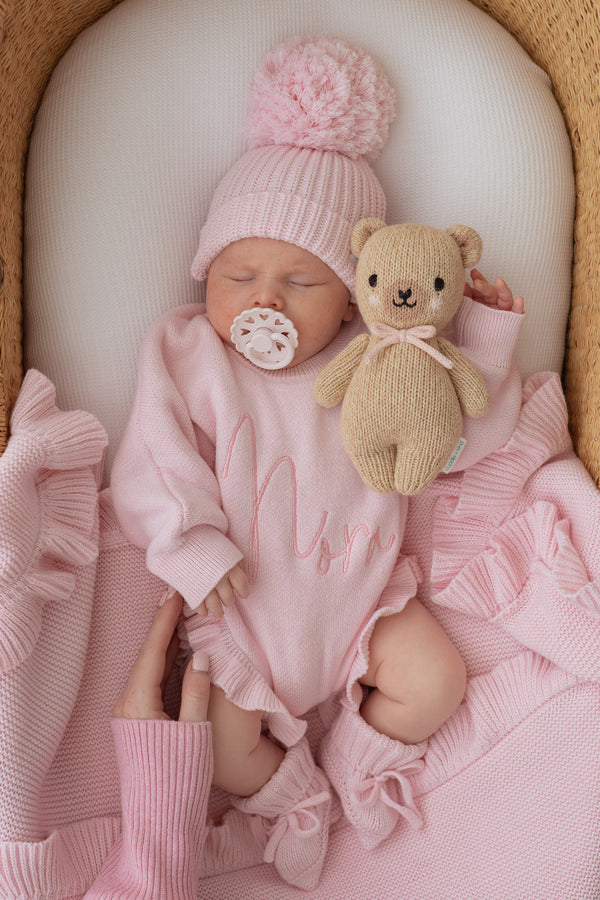Frill Knit Romper | Strawberry Milk