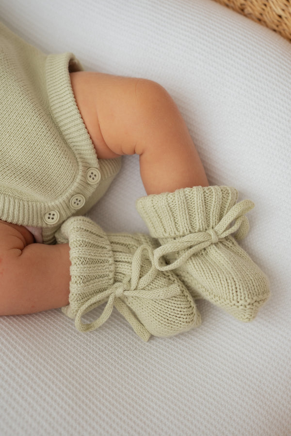 Knitted Booties | Matcha