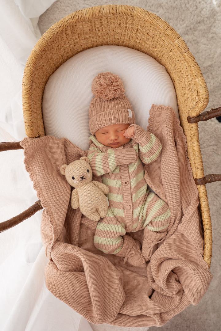 Chunky Knit Classic Romper | Matcha Stripe