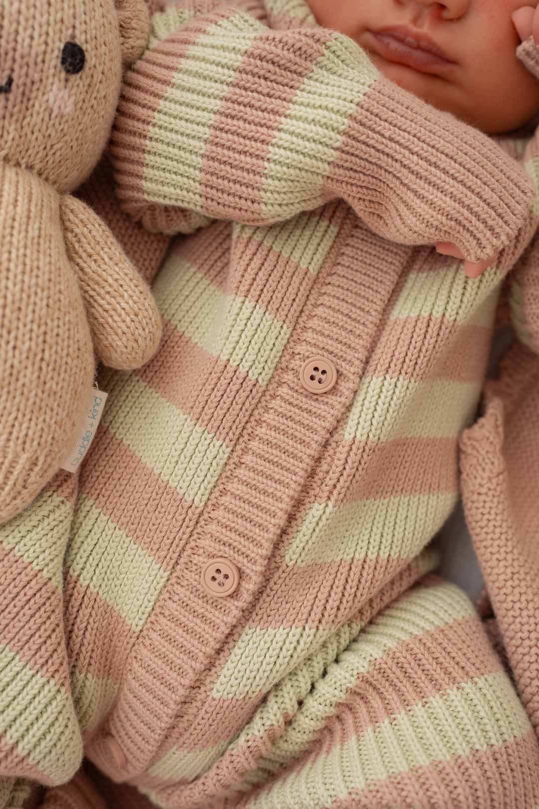 Chunky Knit Classic Romper | Matcha Stripe
