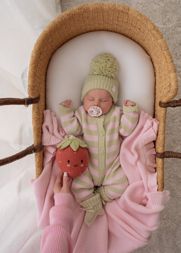 Chunky Knit Classic Romper | Strawberry Matcha Stripe