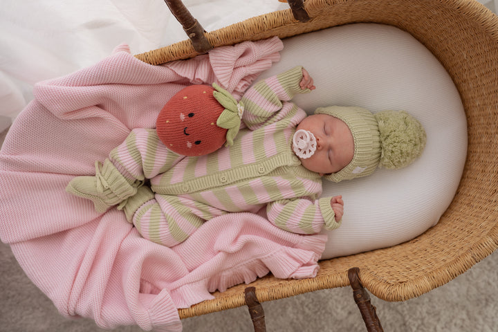 Chunky Knit Classic Romper | Strawberry Matcha Stripe