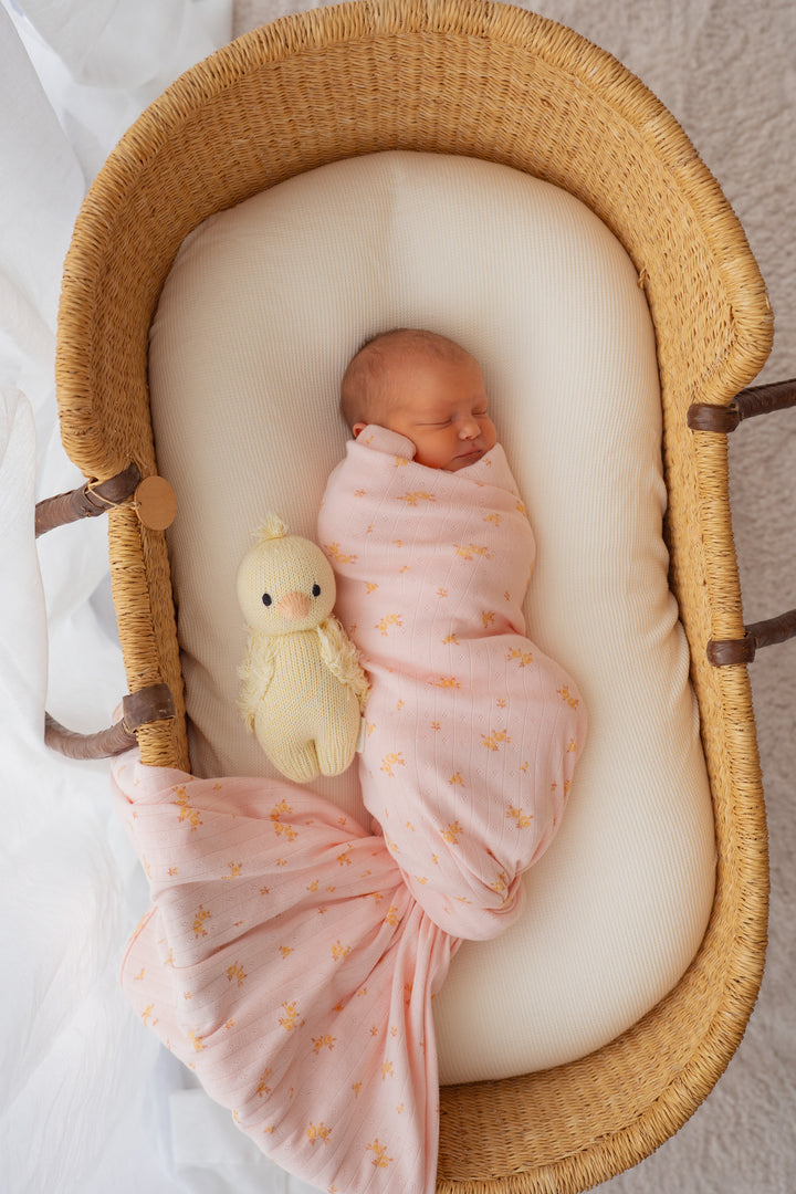 Essential Swaddle Set | Tiny Yellow Floral Pointelle