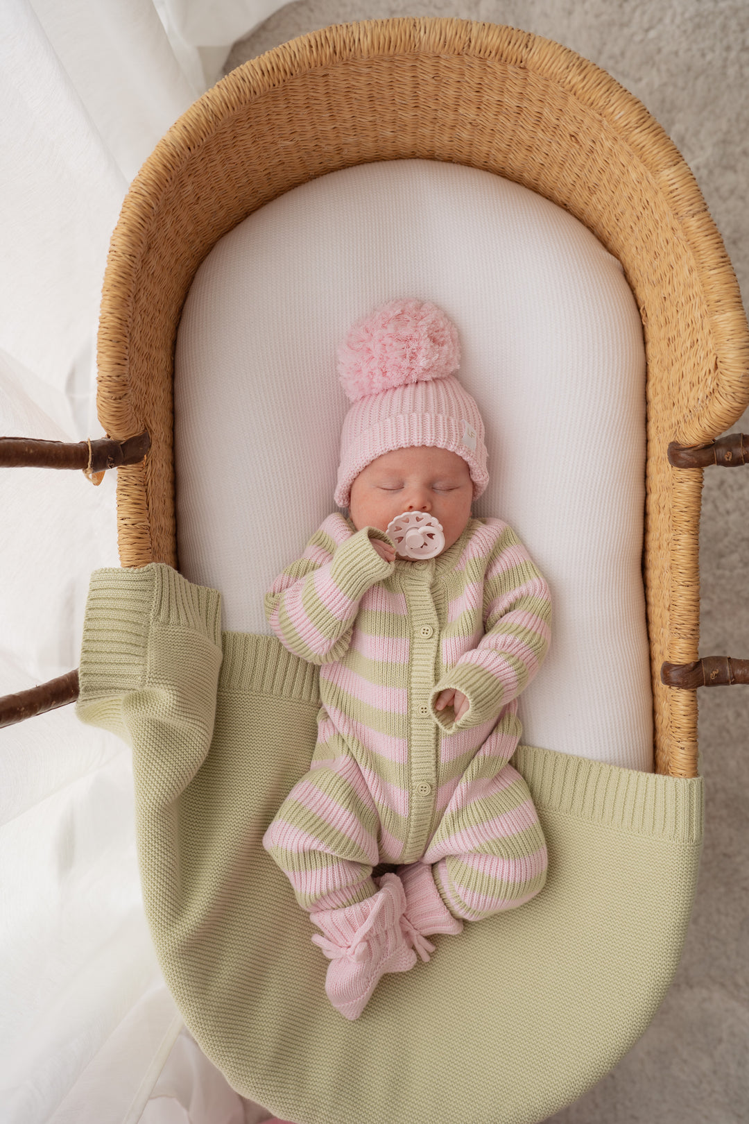 Chunky Knit Classic Romper | Strawberry Matcha Stripe