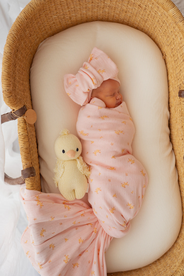Essential Swaddle Set | Tiny Yellow Floral Pointelle