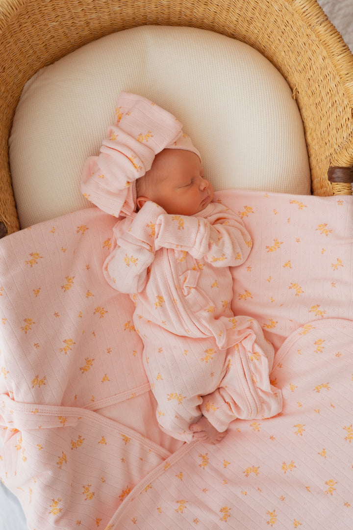 Essential Swaddle Set | Tiny Yellow Floral Pointelle