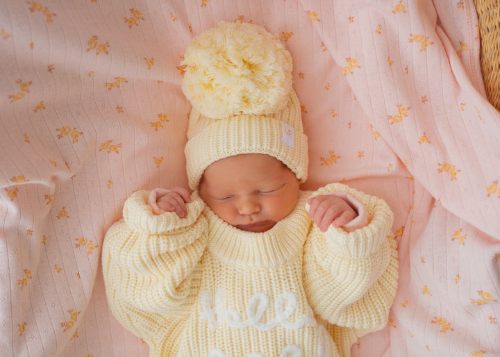 'Hello World' Chunky Knit Jumper | Lemon *PRE-ORDER*