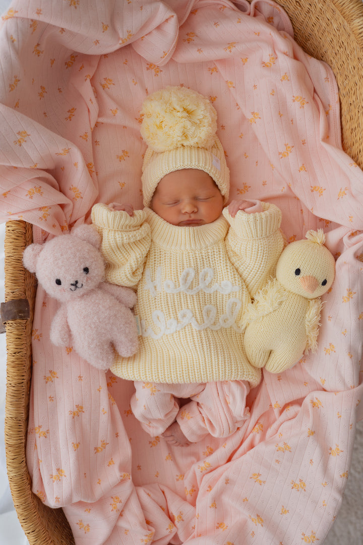 'Hello World' Chunky Knit Jumper | Lemon *PRE-ORDER*