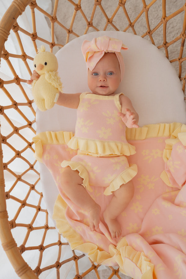 Knit Summer Set | Daisy Floral Lemon