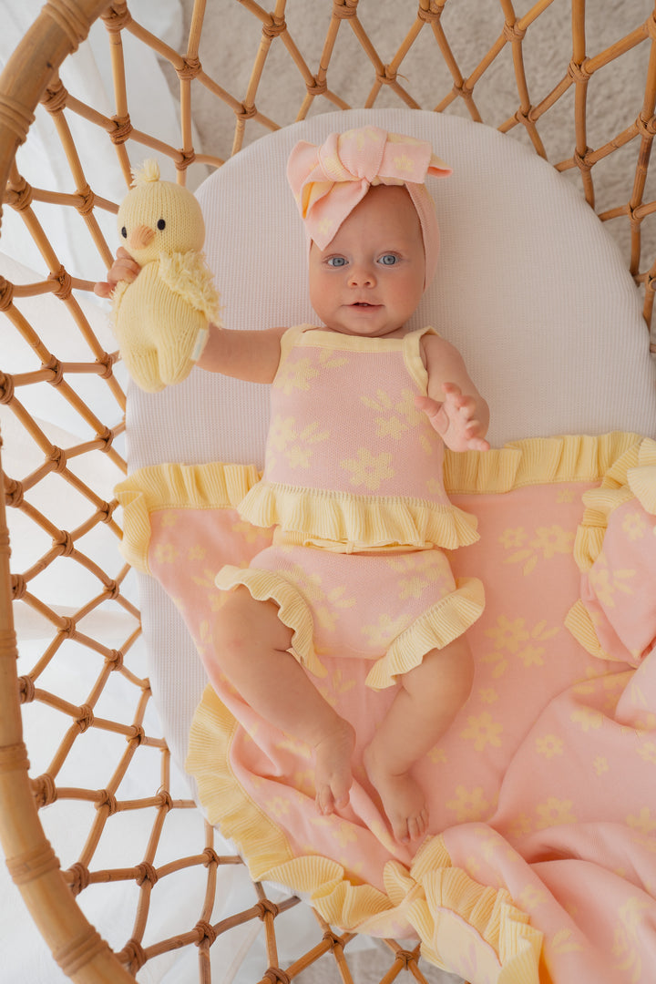 Knit Summer Set | Daisy Floral Lemon