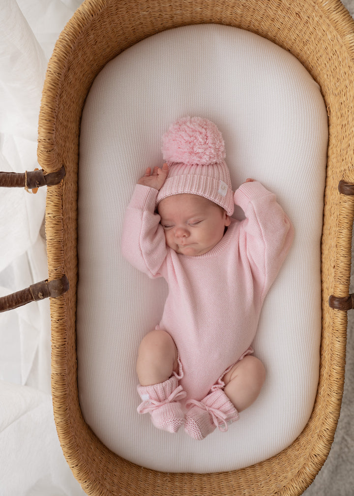 Frill Knit Romper | Strawberry Milk