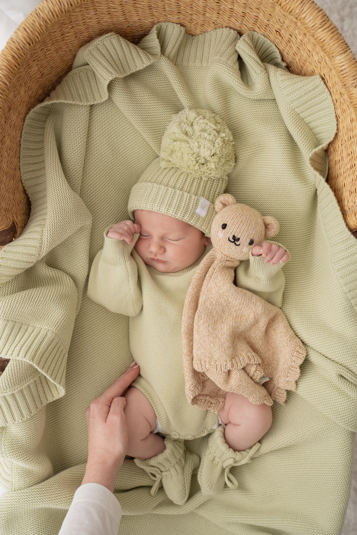 Knitted Pom Beanie | Matcha