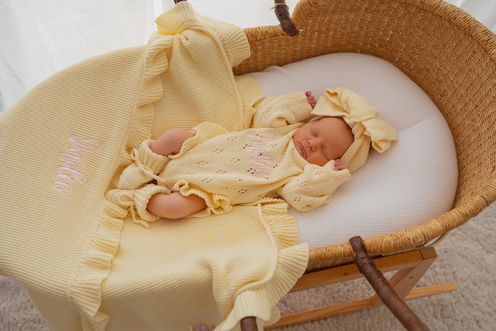 Frill Knit Pointelle Romper | Lemon