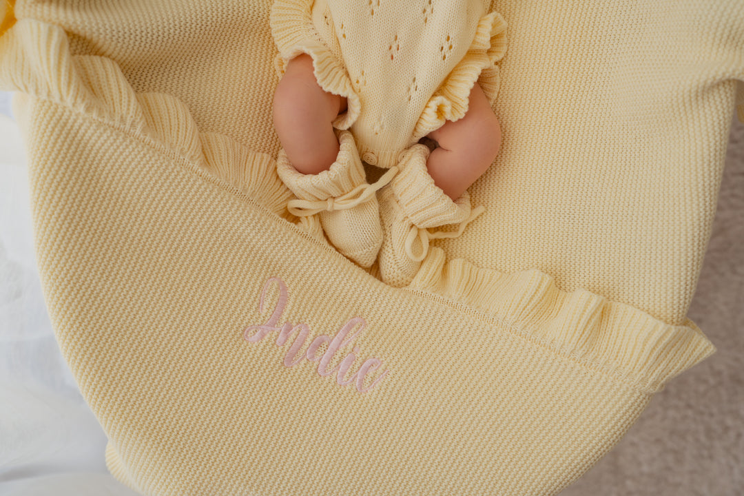 Frill Knit Blanket | Lemon *PRE-ORDER*
