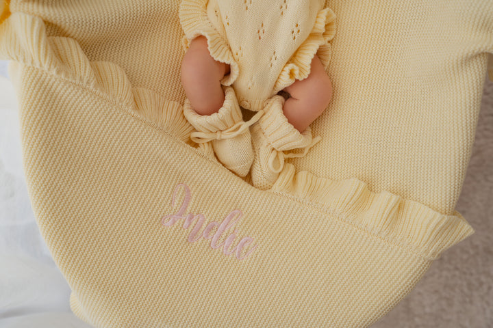 Frill Knit Blanket | Lemon *PRE-ORDER*