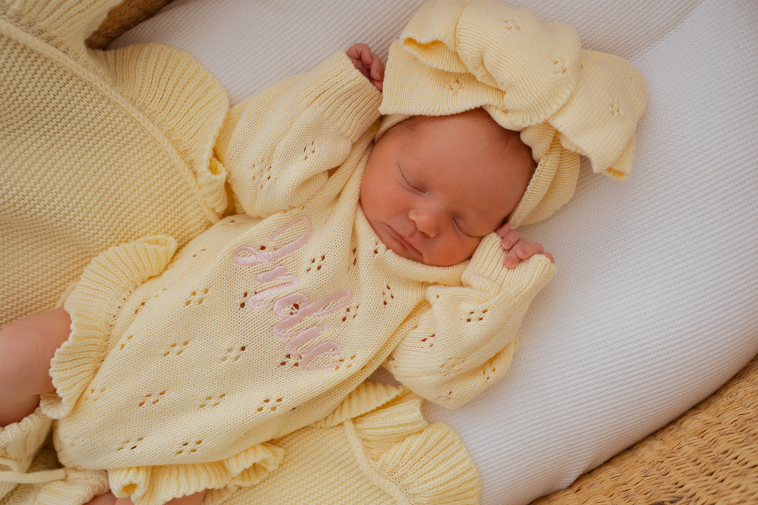 Knitted Oversized Topknot | Lemon Pointelle *PRE-ORDER*