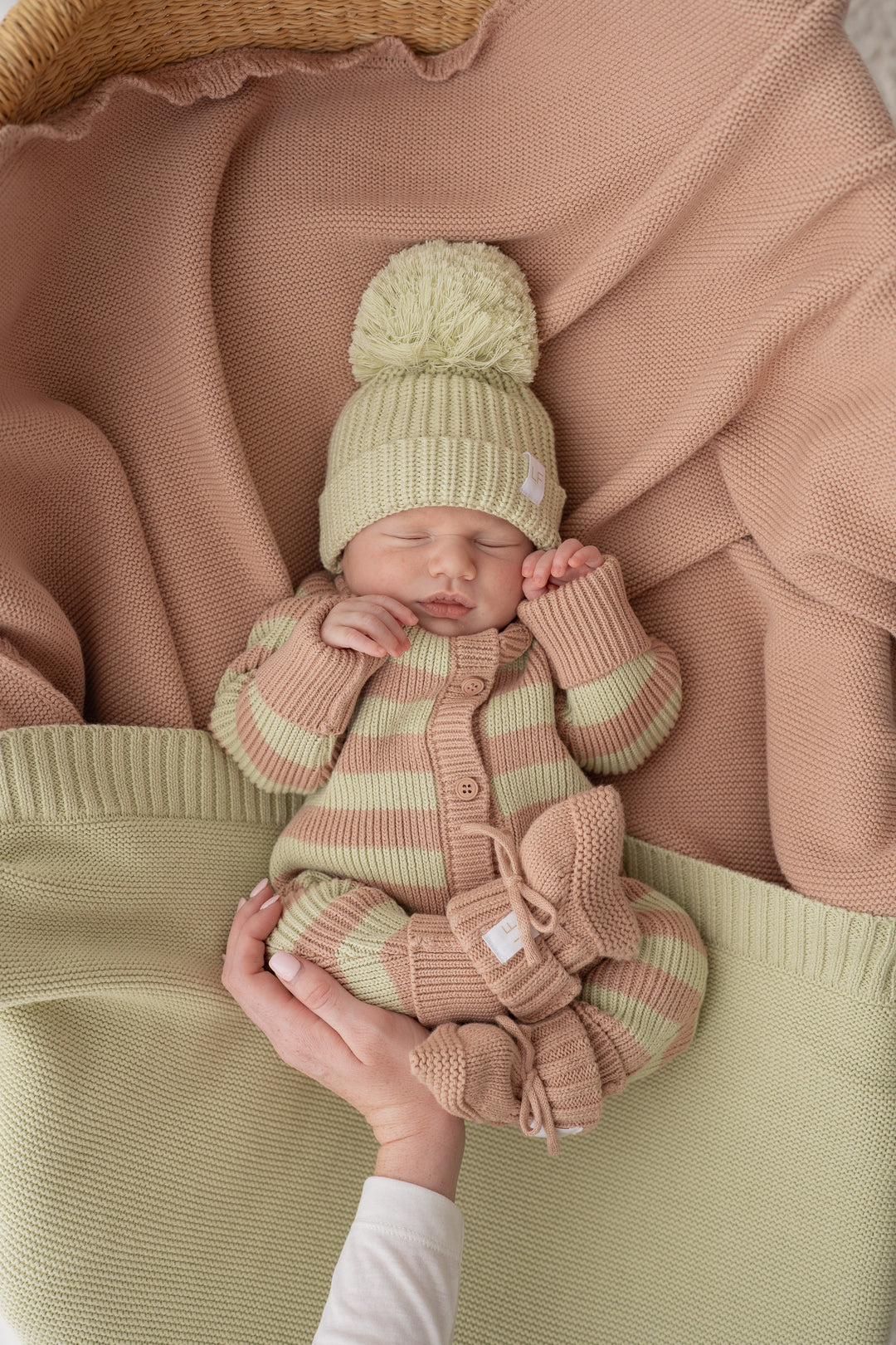 Knitted Pom Beanie | Matcha
